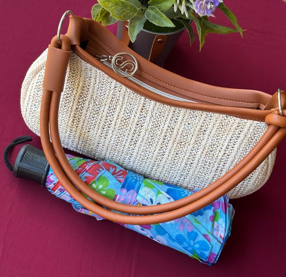 Half Moon Woven Straw Shoulder Bag
