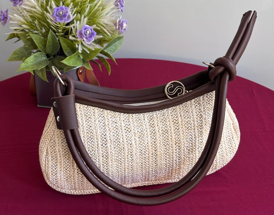 Half Moon Woven Straw Shoulder Bag