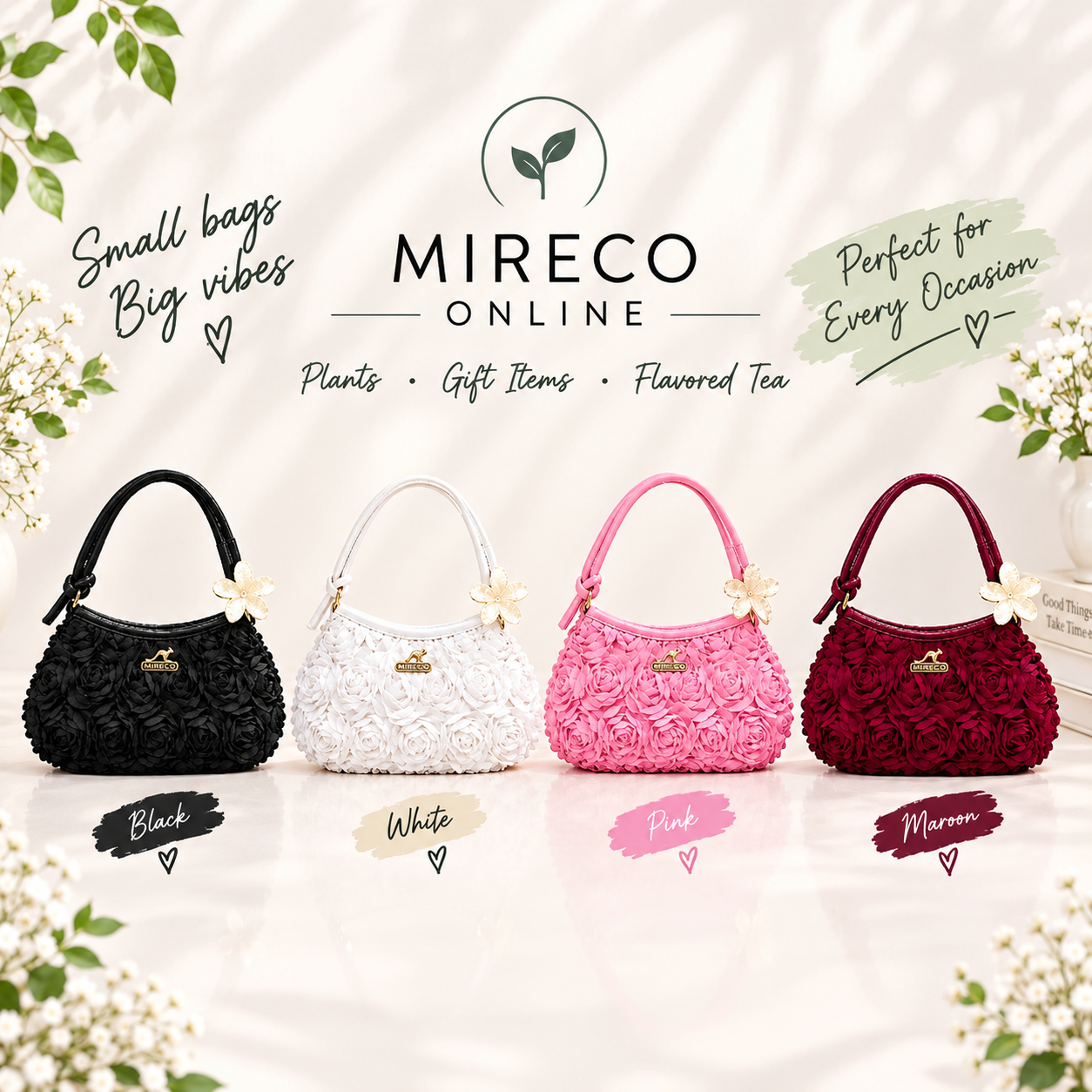 Rose Fabric Shoulder Bag
