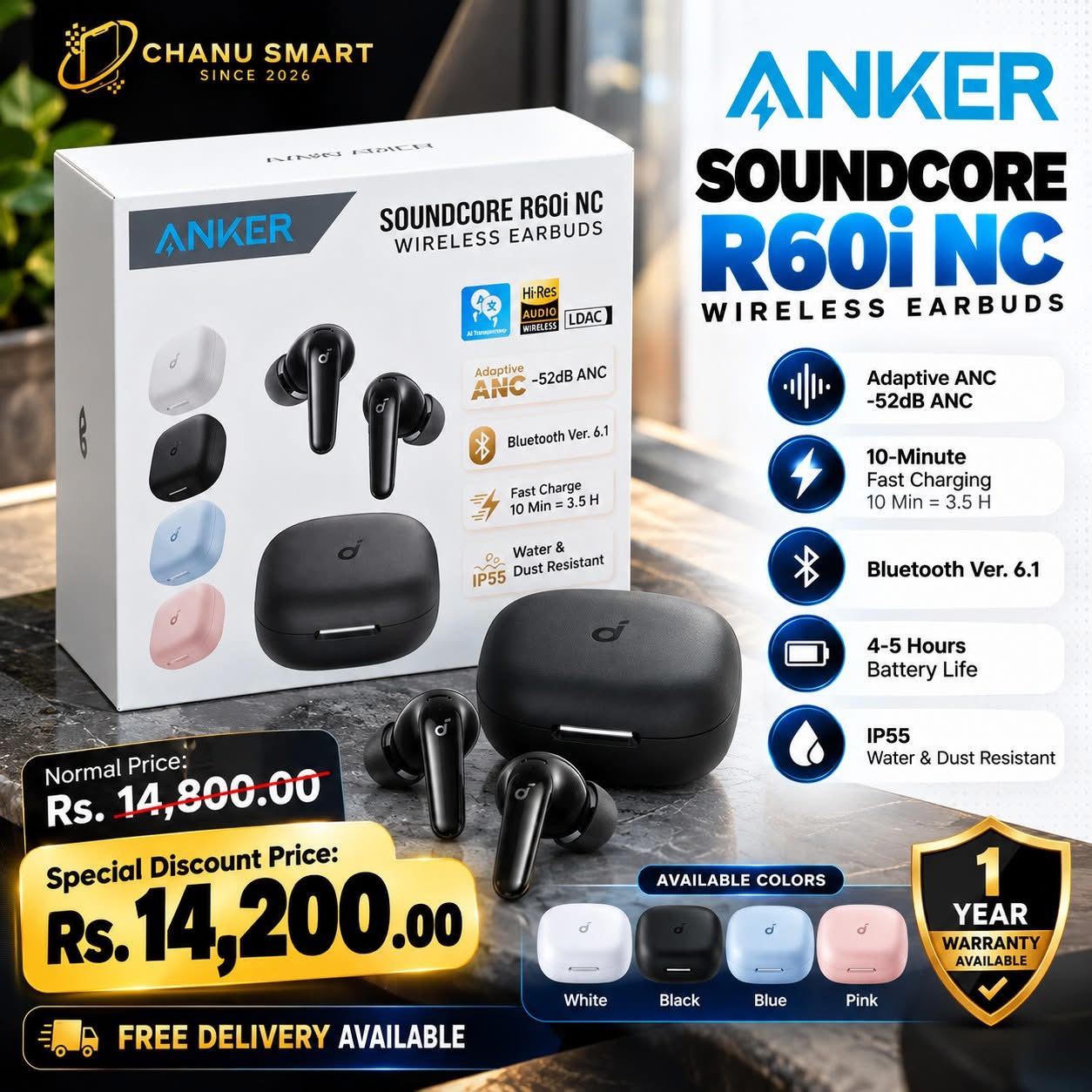 SOUNDCORE R60i NC WIRELESS EARBUDS